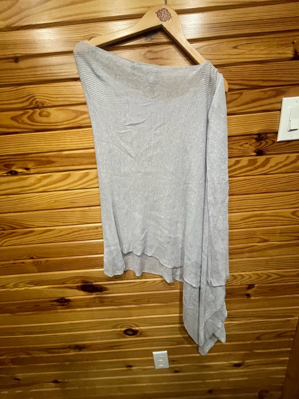 Eileen Fisher Light Gray Asymmetrical Knit Top
